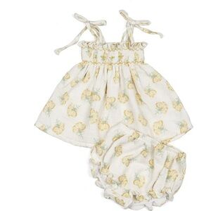 Wild Wawa Strap Smock Set, Lemon Rose